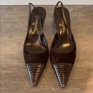 Chanel Brown Vintage Sling Back Heel